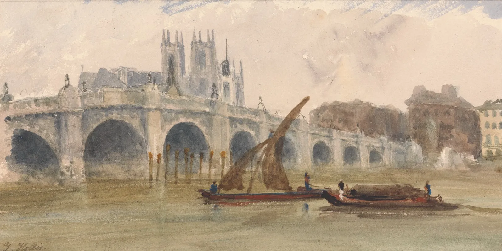 Westminster Bridge And The Abbey Wall Art by Thomas Hollis - High-Resolution Digital Print