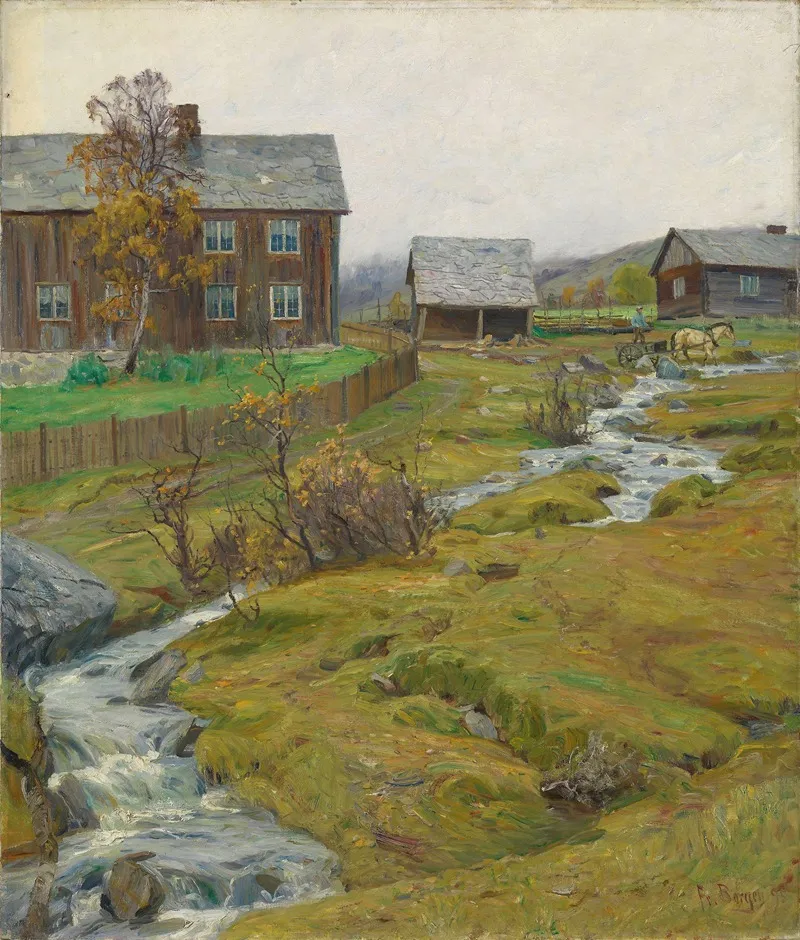 Wet Autoumn At Hov In Oyer Gudbrandsdalen Wall Art by Fredrik Borgen - High-Resolution Digital Print