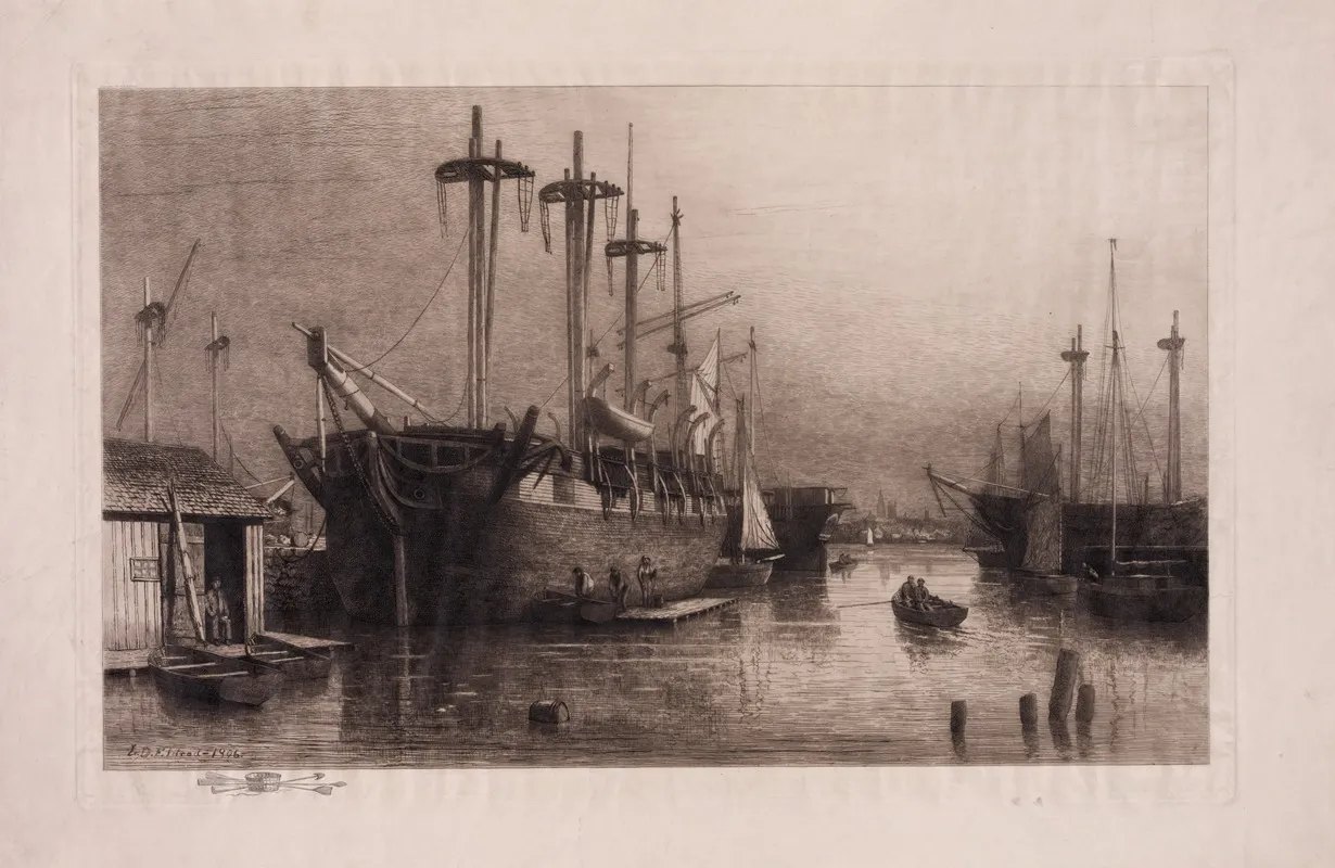 Whaleships Rousseau And Desdemona At New Bedford Harbor New Bedford Massachusetts Wall Art by Lemuel David Eldred - High-Resolution Digital Print
