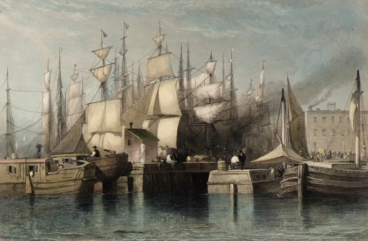 Wharf And Shipping New York Wall Art by H. S. Beckwith - High-Resolution Digital Print
