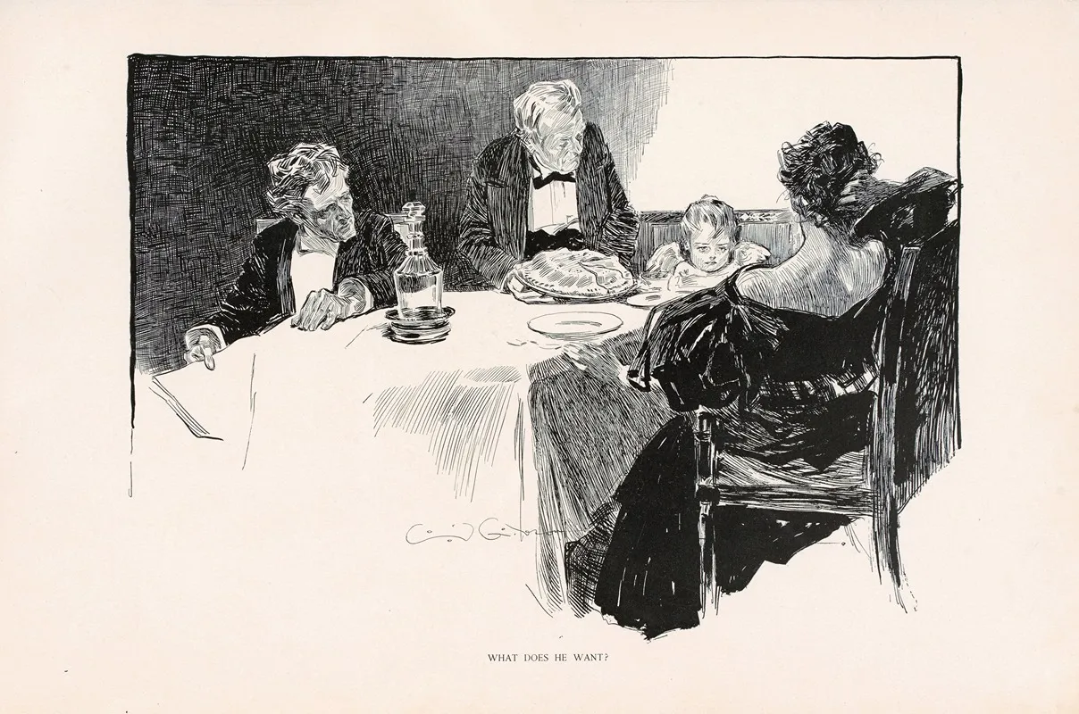 What Does He Want Wall Art by Charles Dana Gibson - High-Resolution Digital Print