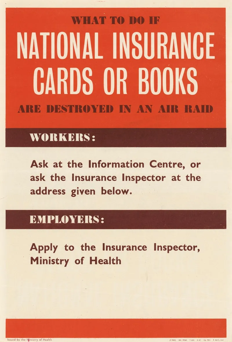 What To Do If National Insurance Cards Or Books Are Destroyed In An Air Raid Wall Art by Anonymous - High-Resolution Digital Print