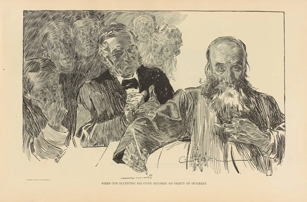 When Our Eccentric Relative Becomes An Object Of Interest Wall Art by Charles Dana Gibson - High-Resolution Digital Print