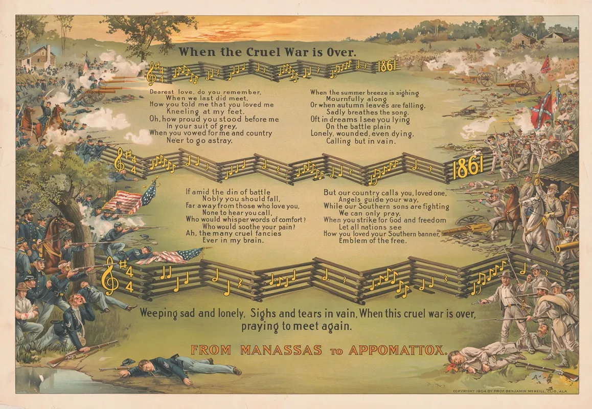 When The Cruel War Is Over From Manassas To Appomattox Wall Art by Benjamin McNeill - High-Resolution Digital Print