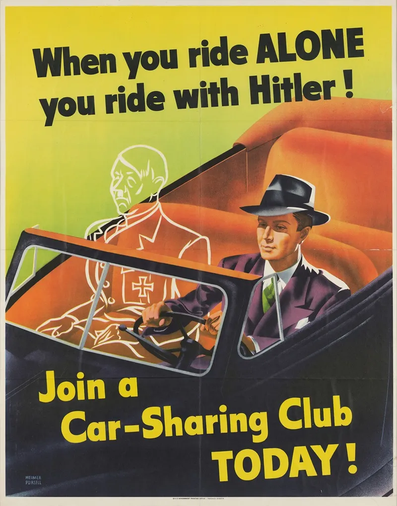 When You Ride Alone You Ride With Hitler Join A Car Sharing Club Today Wall Art by Weimer Pursell - High-Resolution Digital Print