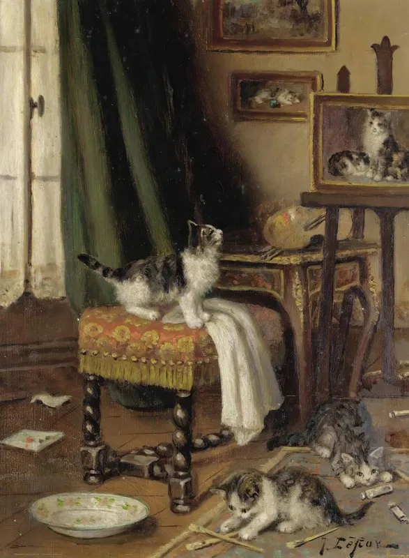 While The Artists Away The Cats Will Play Wall Art by Jules Leroy - High-Resolution Digital Print
