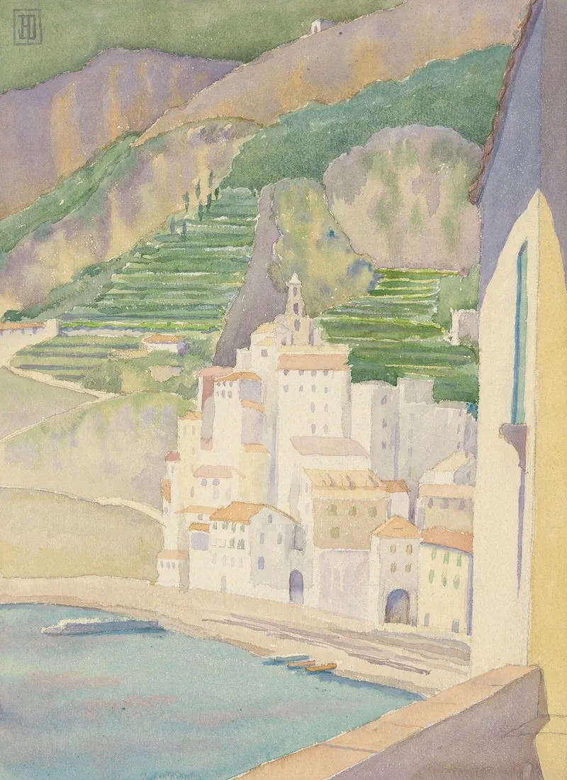 White Amalfi Wall Art by John Ireland Howe Downes - High-Resolution Digital Print