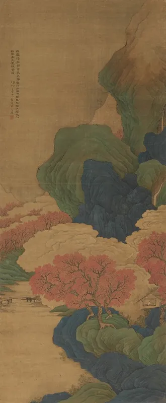 White Clouds And Red Trees Wall Art by Li Jian - High-Resolution Digital Print