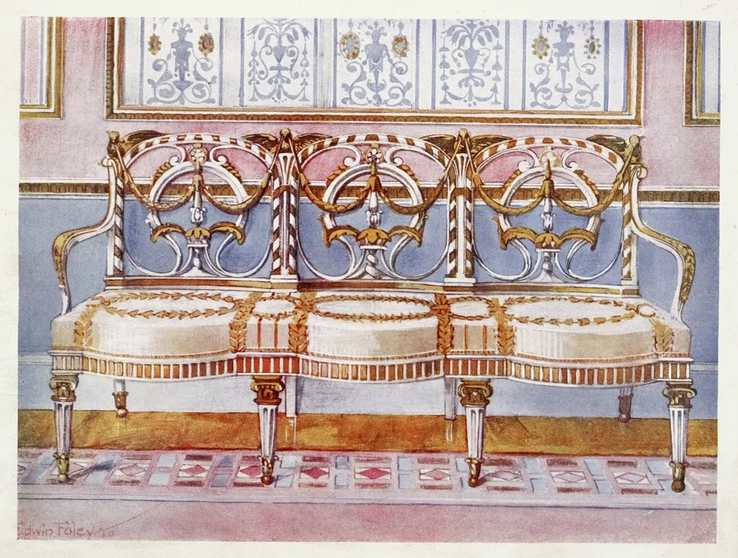 White Gilt And Painted Settee Wall Art by Edwin Foley - High-Resolution Digital Print