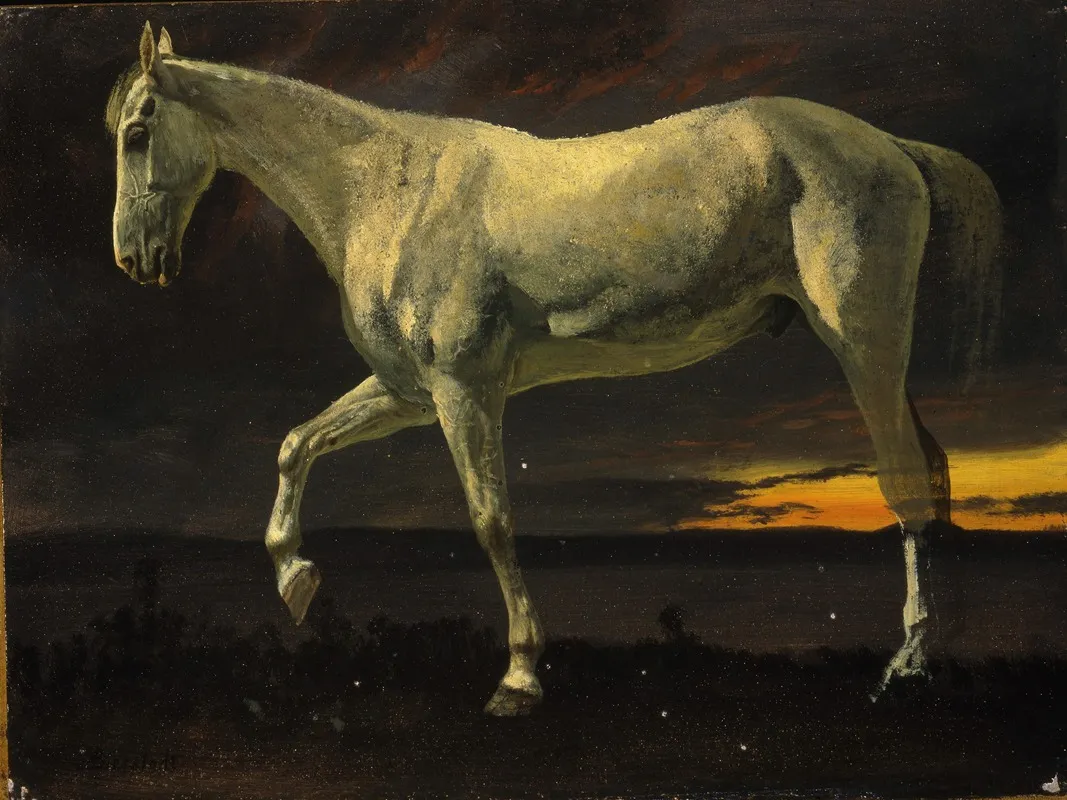 White Horse And Sunset Wall Art by Albert Bierstadt - High-Resolution Digital Print
