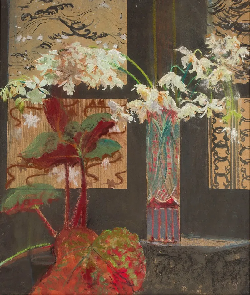 White Orchids And A Peony