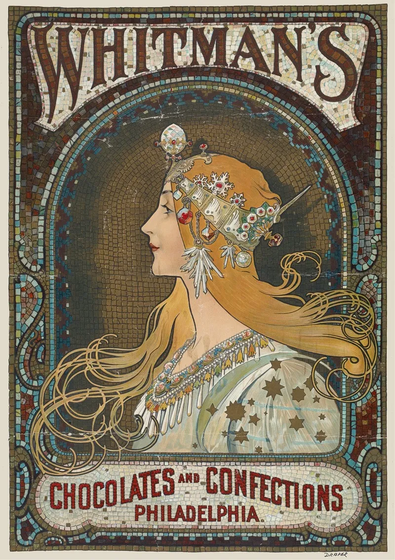 Whitmans Chocolates And Confections Philadelphia Wall Art by Alphonse Mucha - High-Resolution Digital Print
