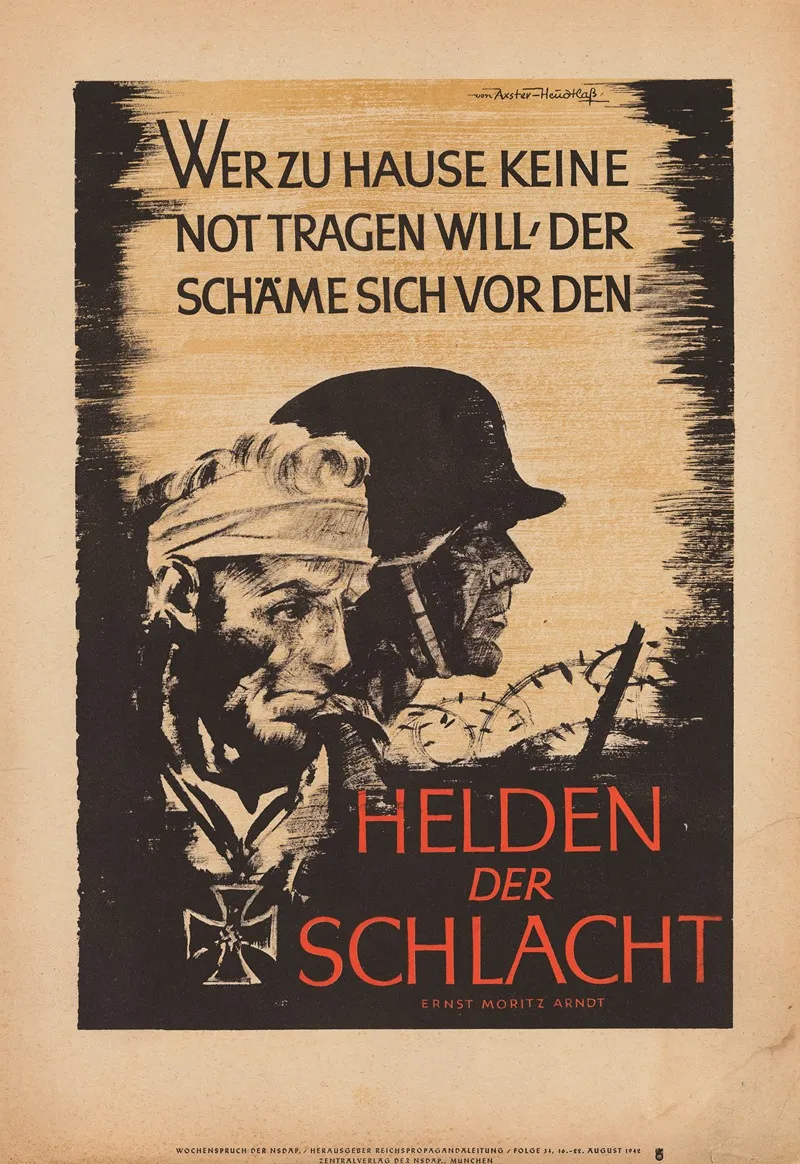 Who Does Not Bear The Need At Home Should Be Ashamed In Front Of The Heroes Of The Battle Ernst Moritz Arndt Wall Art by Werner von Axster-Heudtlass - High-Resolution Digital Print