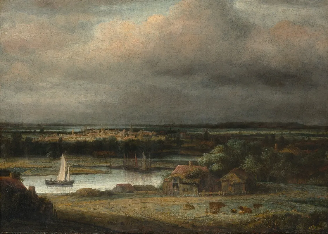 Wide River Landscape Wall Art by Philips Koninck - High-Resolution Digital Print