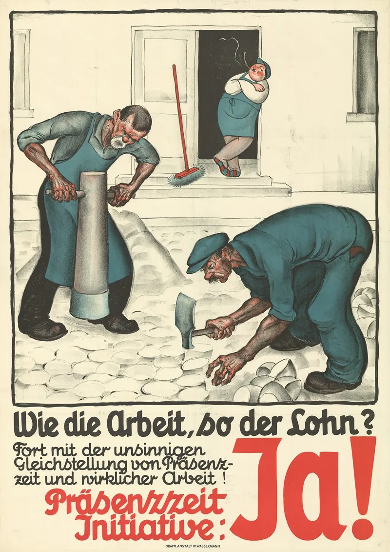 Wie Die Arbeit So Der Lohn Prasenzzeit Initiative Ja Wall Art by Otto Plattner - High-Resolution Digital Print