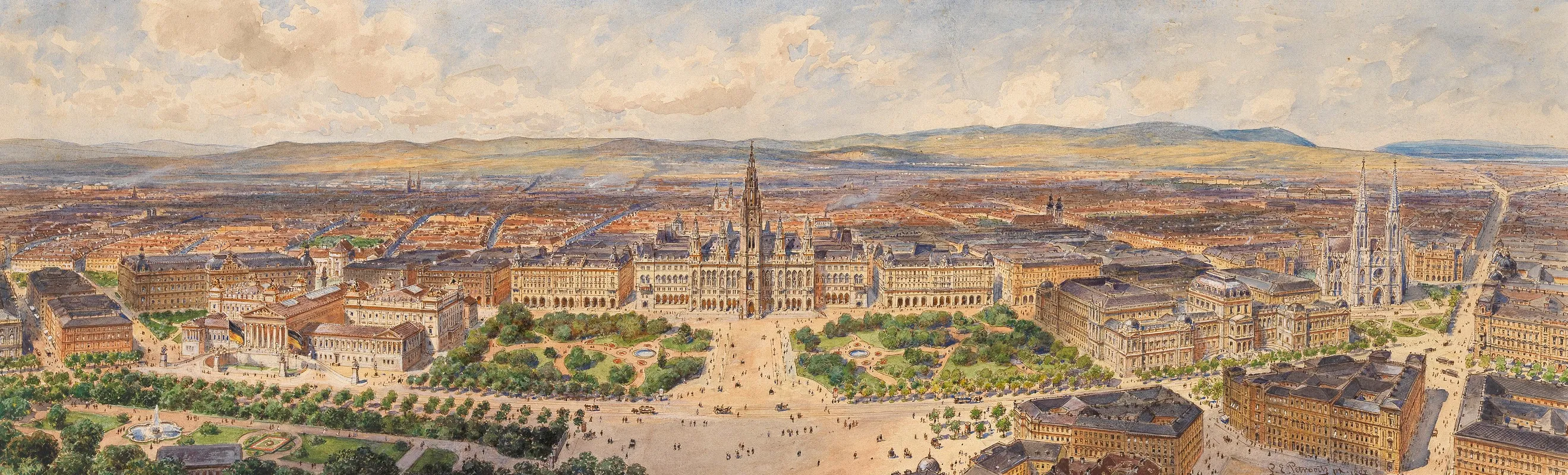 Wien Vom Hof Burgtheater Wall Art by Ladislaus Eugen Petrovits - High-Resolution Digital Print
