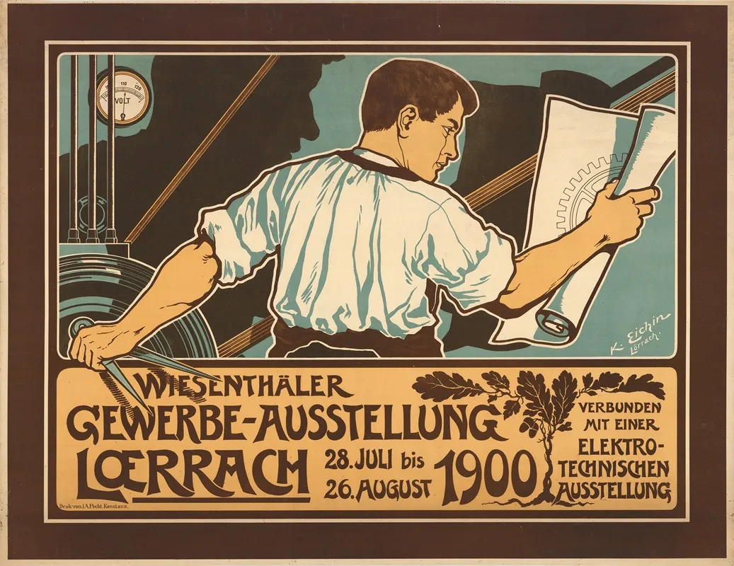 Wiesenthaler Gewerbe Ausstellung Loerrach 1900 Wall Art by Karl Eichin - High-Resolution Digital Print