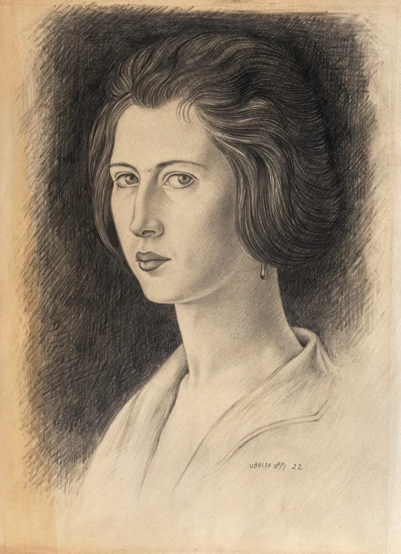 Wifes Portrait 2 Wall Art by Ubaldo Oppi - High-Resolution Digital Print