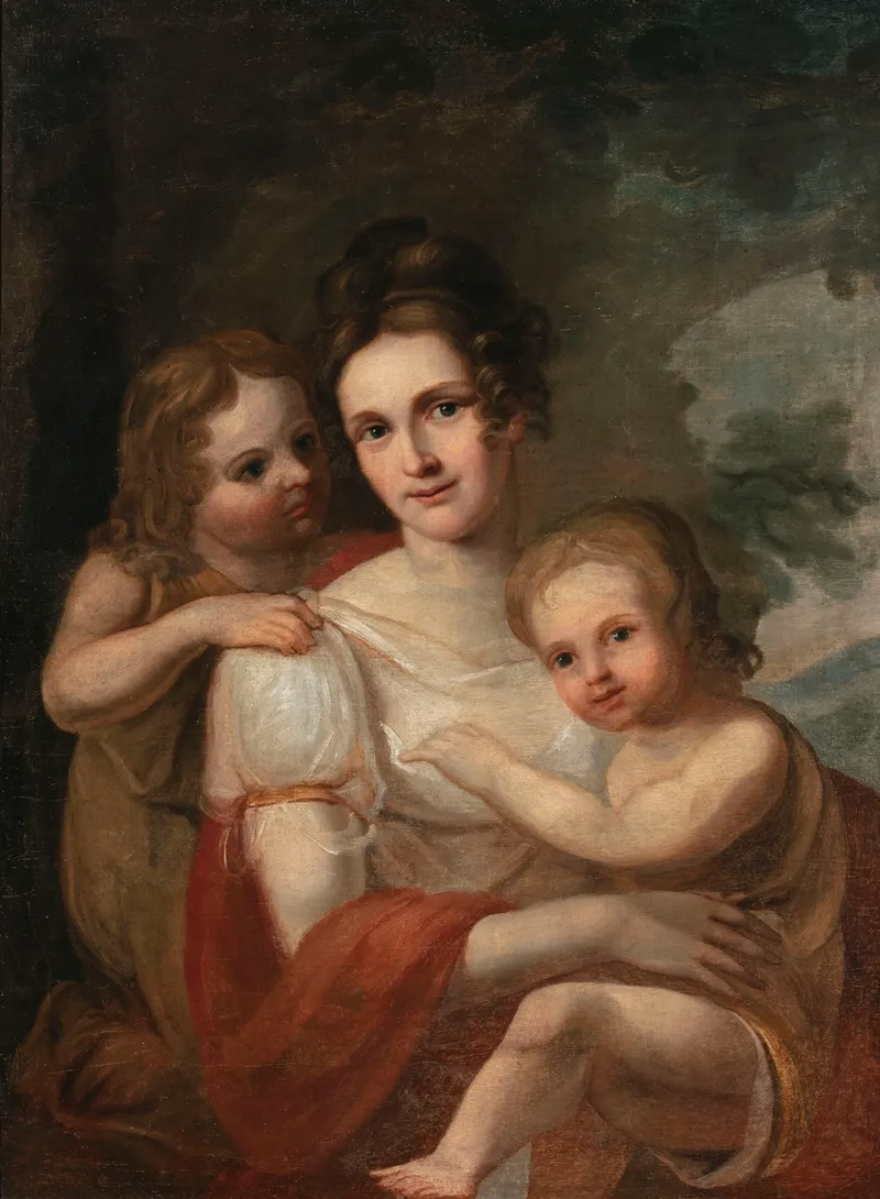 Wifes Portrait With Daughters Wall Art by Antoni Jan Blank - High-Resolution Digital Print