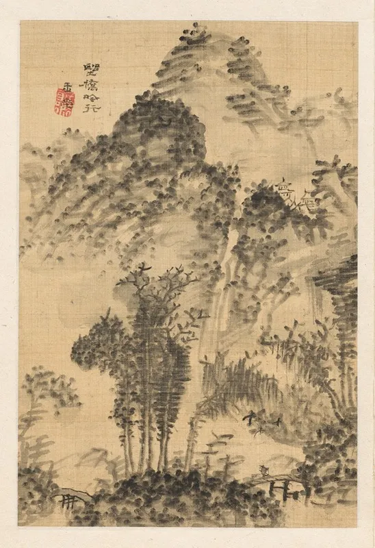 Wild Bridge Poets Walk Wall Art by Uragami Gyokudō - High-Resolution Digital Print