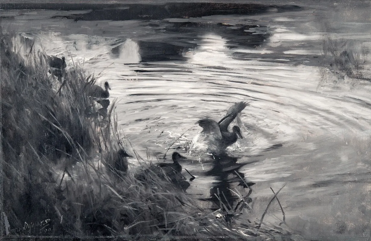 Wild Ducks Among Reeds