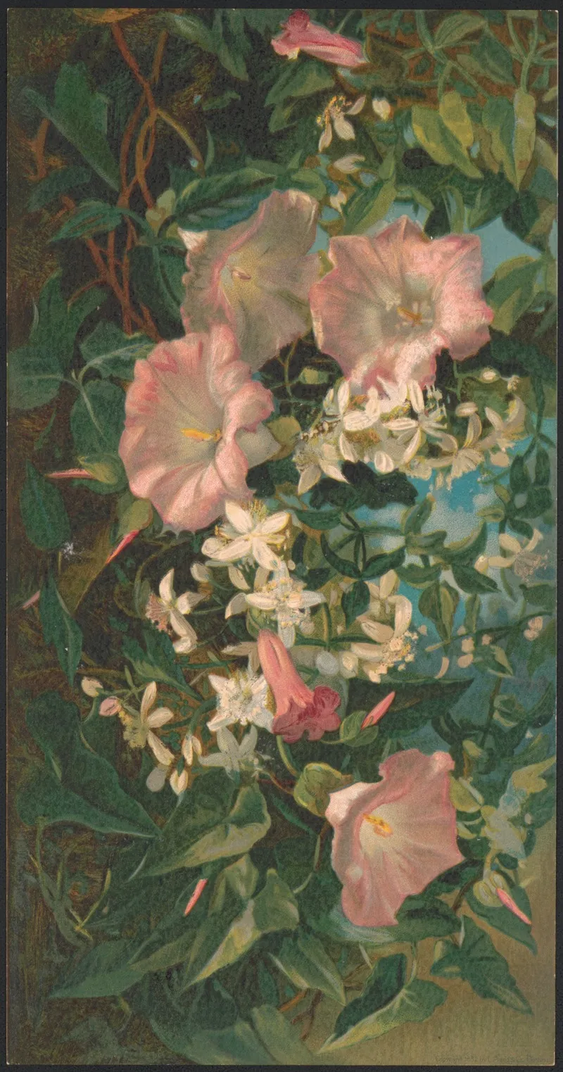 Wild Morning Glories And Clematis Wall Art by Julia Mcentee Dillon - High-Resolution Digital Print