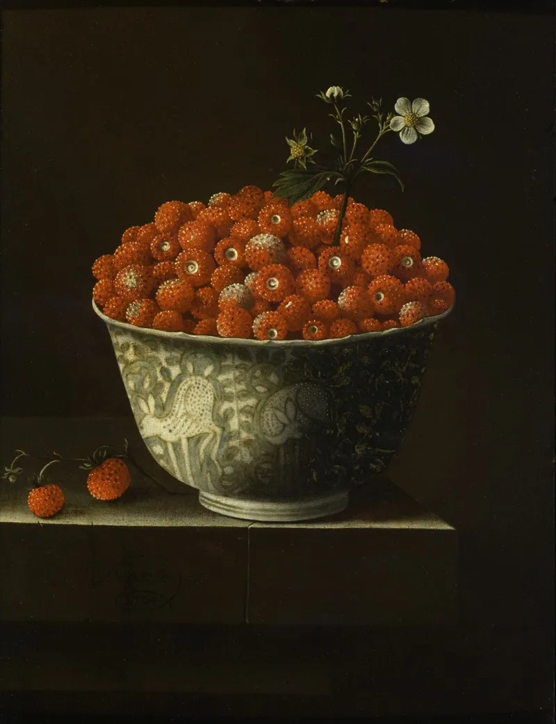 Wild Strawberries In A Wan Li Bowl Wall Art by Adriaen Coorte - High-Resolution Digital Print