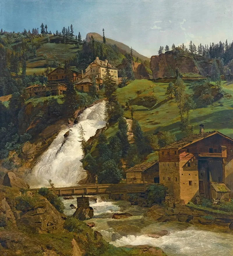 Wildbad Gastein The Wildbad Gastein Falls Wall Art by Ferdinand Georg Waldmüller - High-Resolution Digital Print