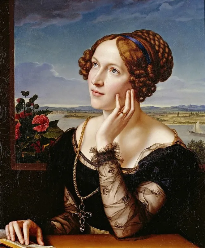 Wilhelmine Begas The Artists Wife Wall Art by Carl Joseph Begas - High-Resolution Digital Print