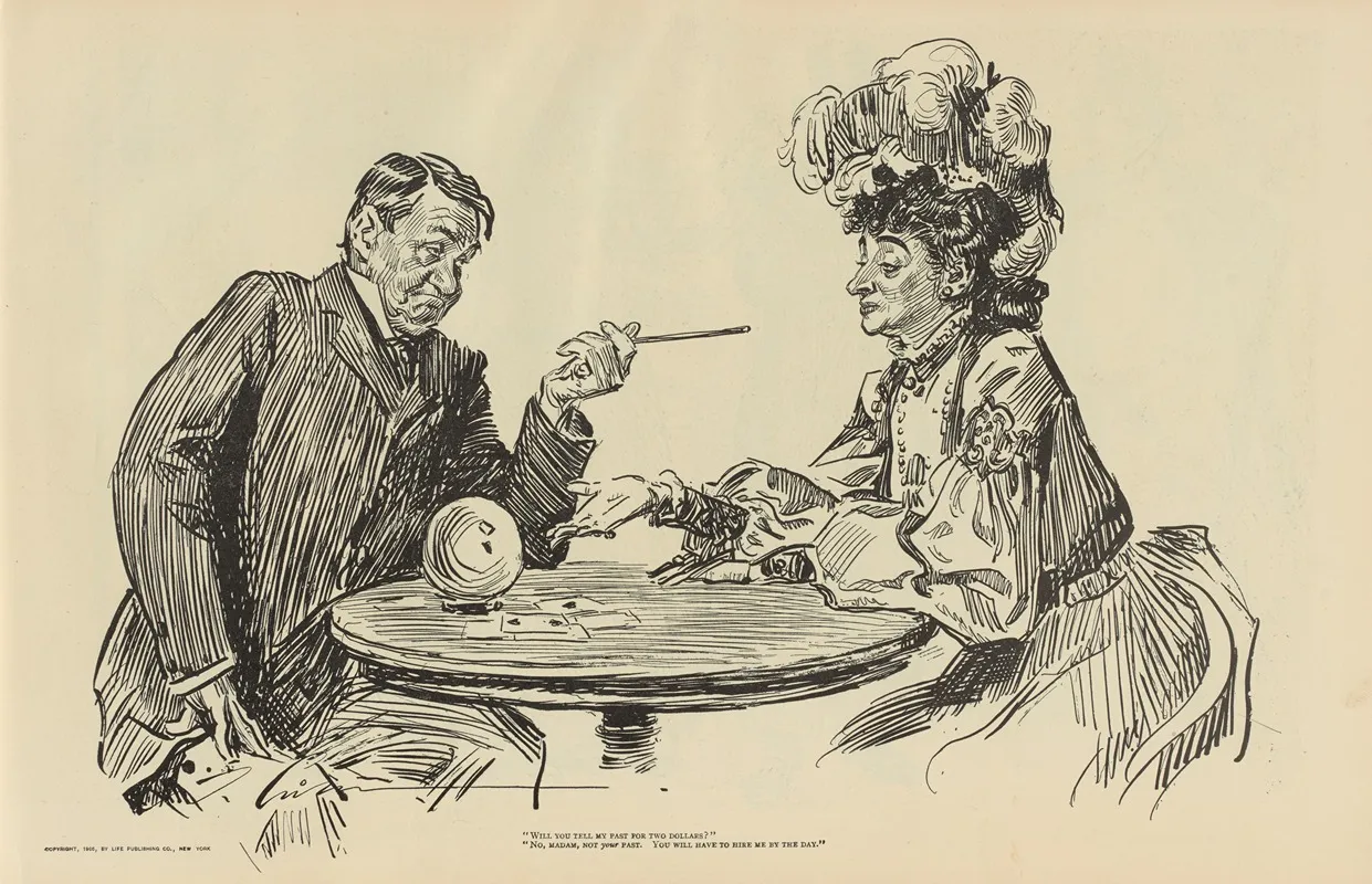Will You Tell My Past For Two Dollars Wall Art by Charles Dana Gibson - High-Resolution Digital Print