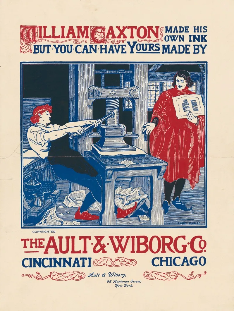 William Caxton Made His Own Ink By The Ault Wiborg Co Wall Art by Louis Rhead - High-Resolution Digital Print