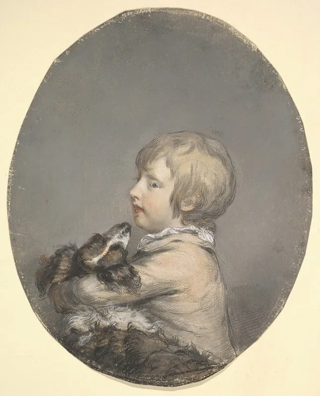 William Evelyn Of St Clere Kent Holding A Spaniel Wall Art by Hugh Douglas Hamilton - High-Resolution Digital Print