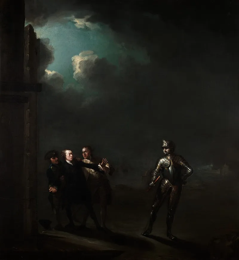 William Powell As Hamlet Encountering The Ghost Wall Art by Benjamin Wilson - High-Resolution Digital Print