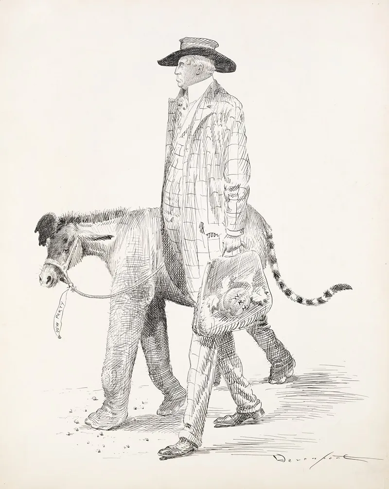 William Randolph Hearst Walks Next To An Animal Labeled New Party