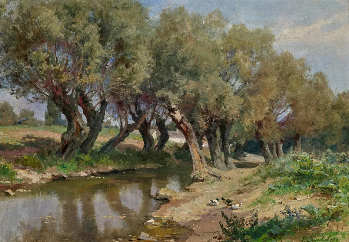 Willows By A Creek Wall Art by Ernestine von Kirchsberg - High-Resolution Digital Print