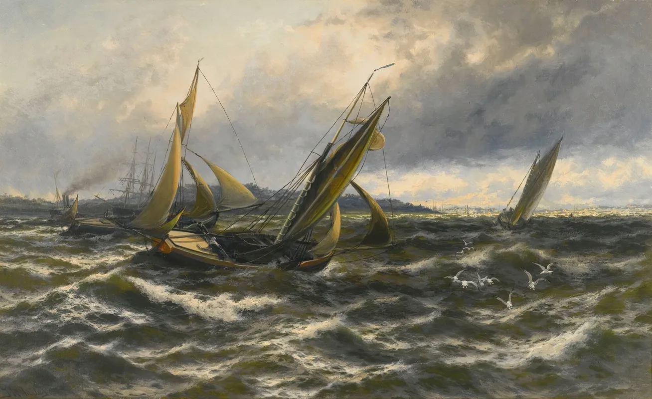 Wind And Sea Rising Off The Isle Of Sheppey Wall Art by Thomas Rose Miles - High-Resolution Digital Print