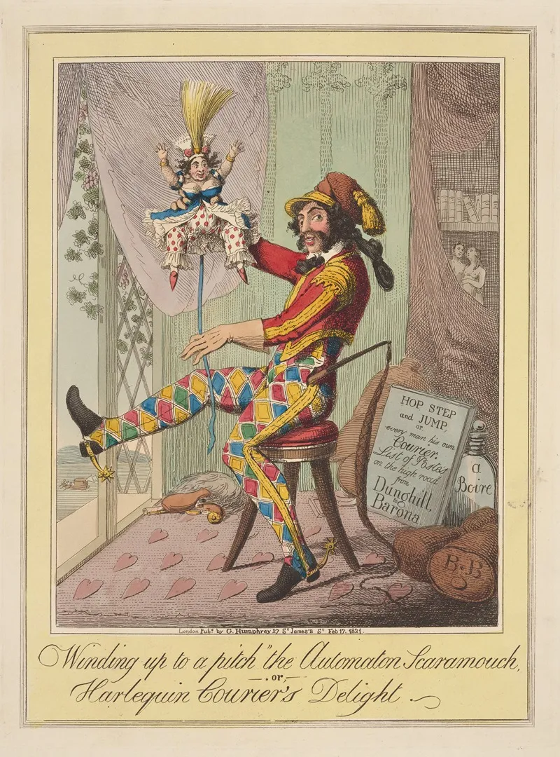 Winding Up To A Pitch The Automaton Scaramouch Or Harlequin Couriers Delight Wall Art by Theodore Lane - High-Resolution Digital Print