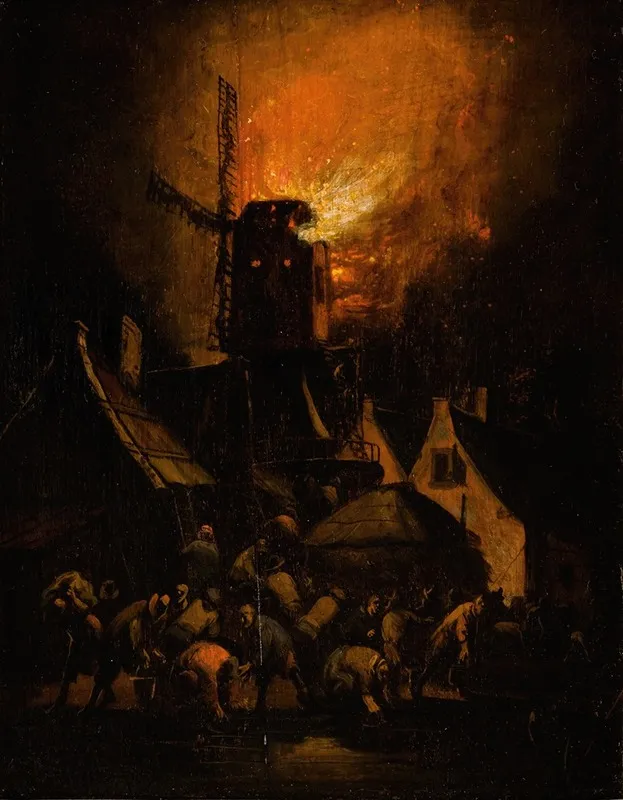 Windmill Fire Wall Art by Egbert van der Poel - High-Resolution Digital Print