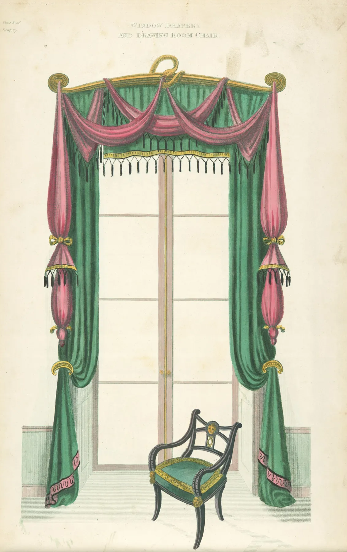 Window Drapery And Drawing Room Chair Wall Art by Thomas Sheraton - High-Resolution Digital Print
