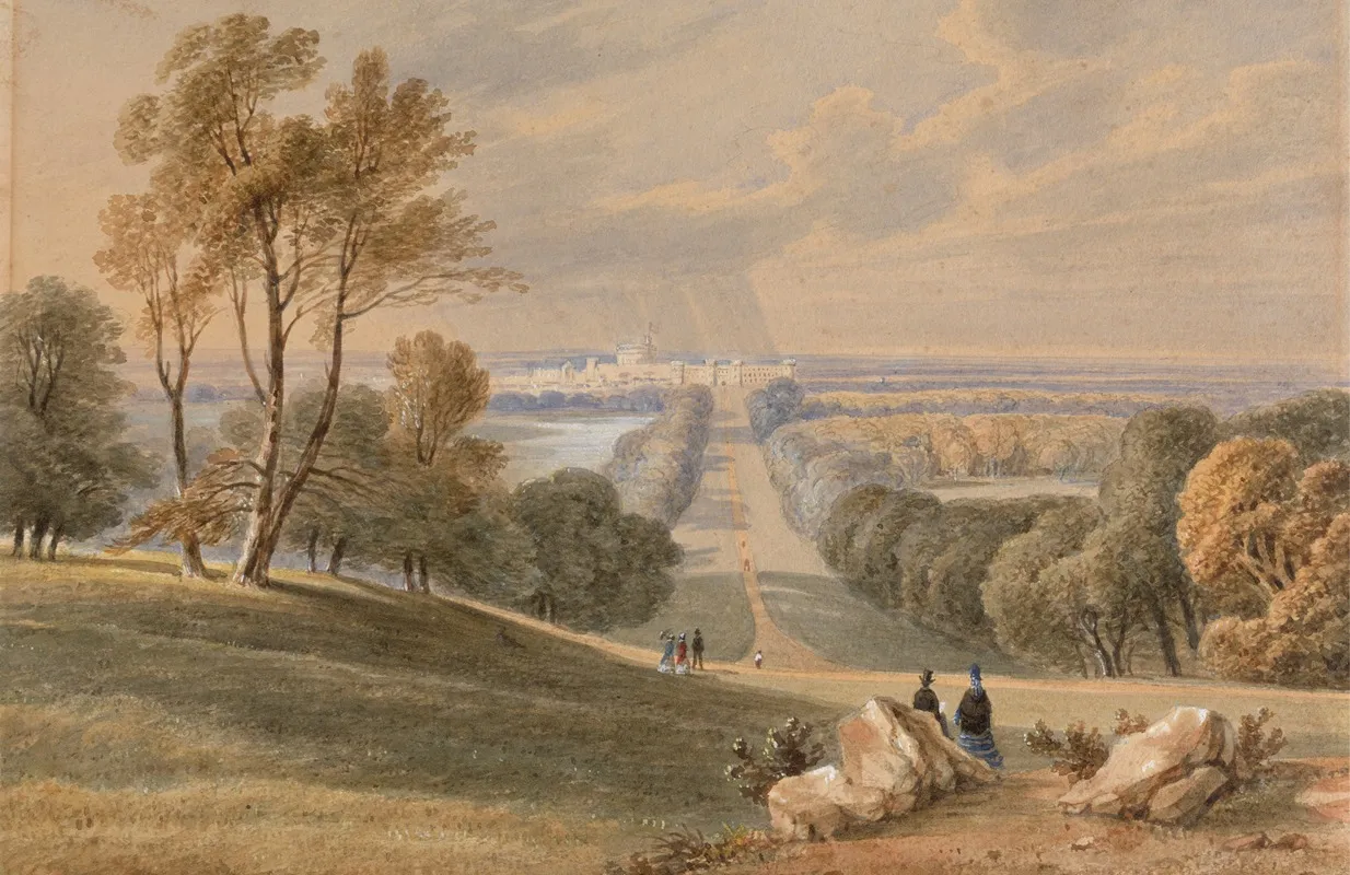 Windsor Castle From The Long Walk Wall Art by F. Norice - High-Resolution Digital Print