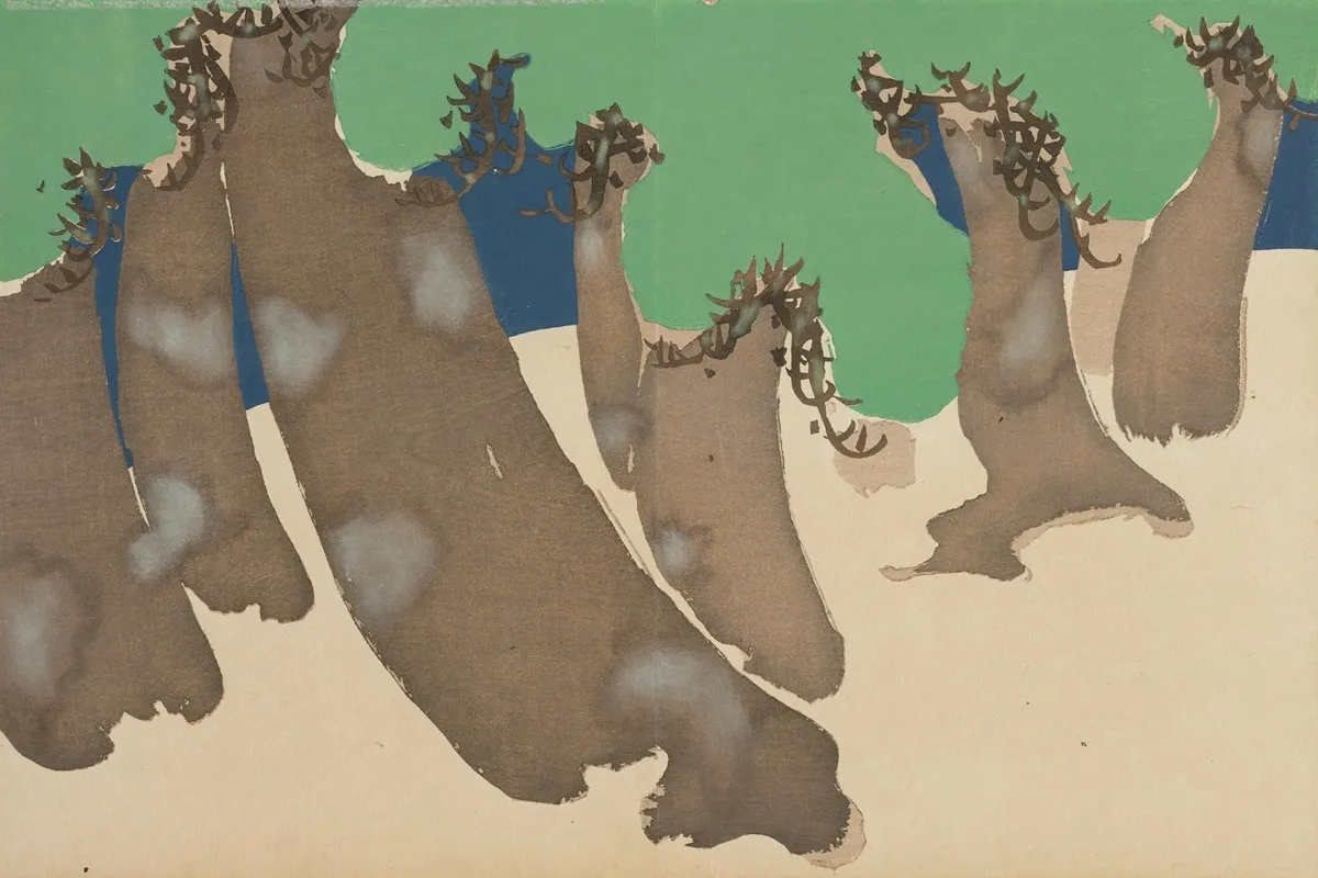 Windswept Pines Sonarematsu Wall Art by Kamisaka Sekka - High-Resolution Digital Print