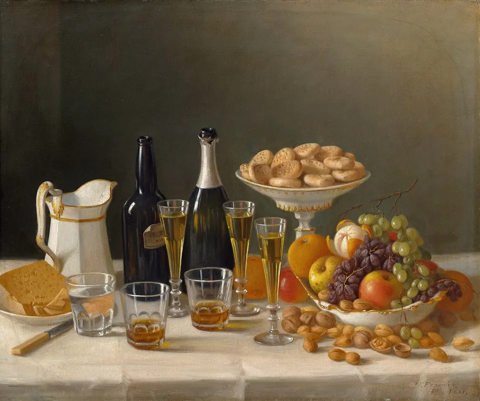 Wine Cheese And Fruit Wall Art by John F. Francis - High-Resolution Digital Print