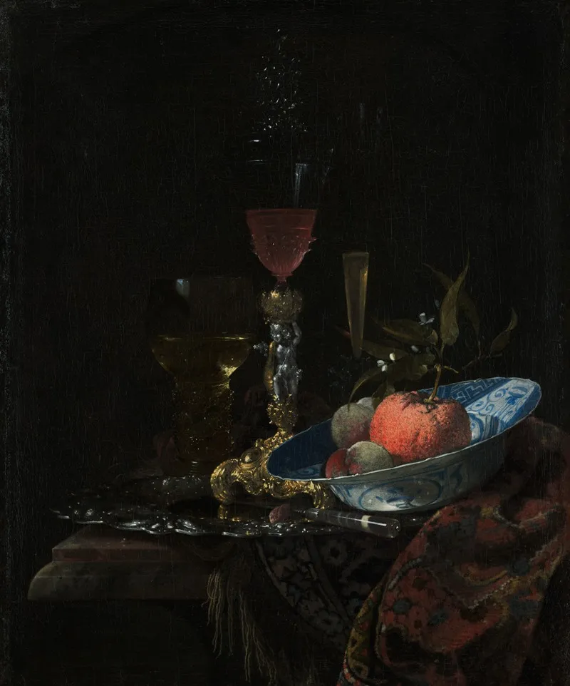Wineglass And A Bowl Of Fruit Wall Art by Willem Kalf - High-Resolution Digital Print
