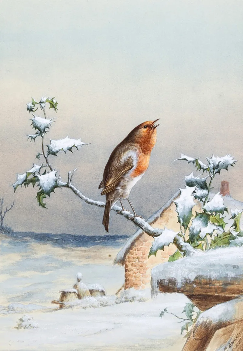Winter A Cock Robin Wall Art by Harry Bright - High-Resolution Digital Print