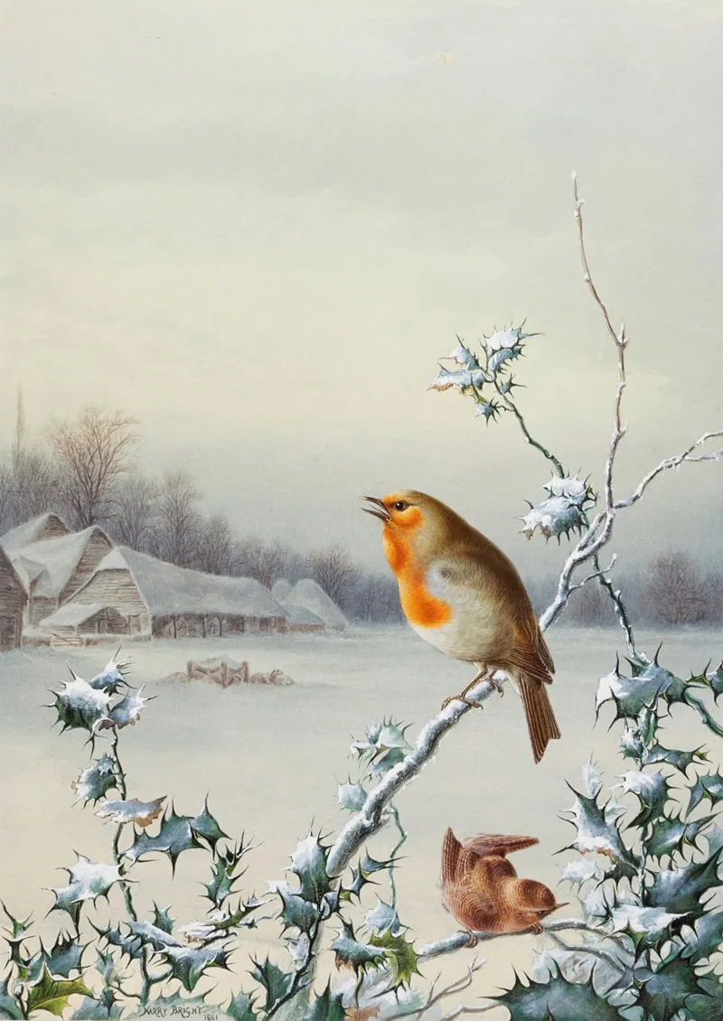 Winter A Robin And Wren Wall Art by Harry Bright - High-Resolution Digital Print