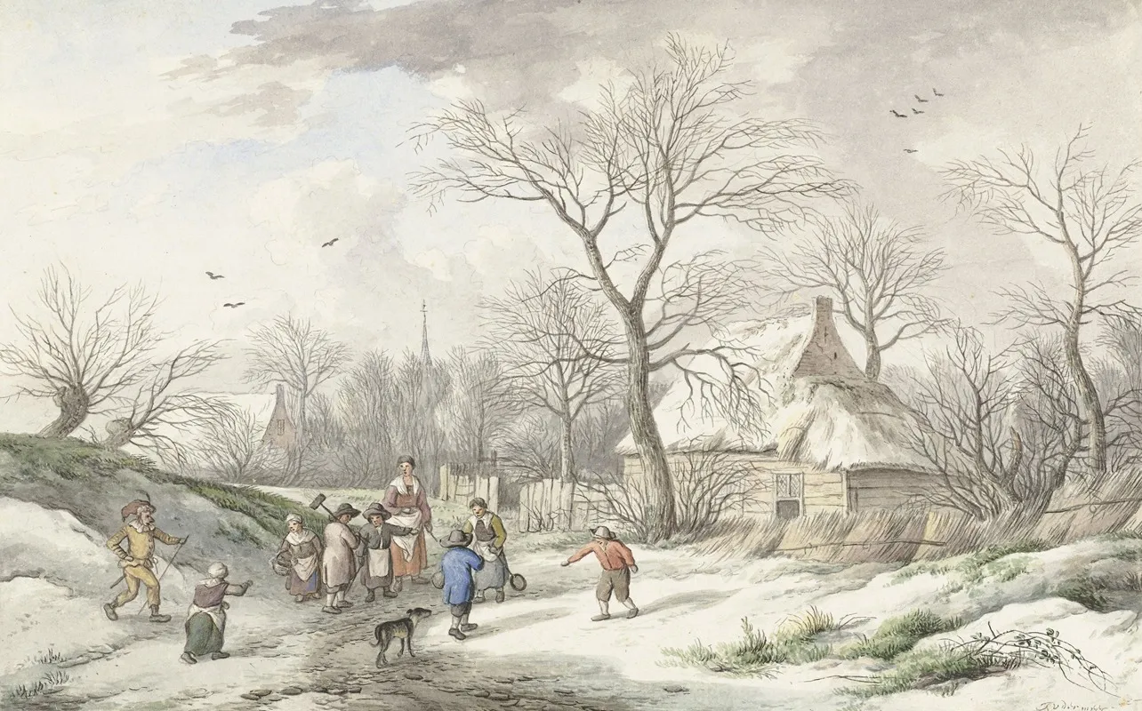 Winter Assembling For Shrove Tuesday Wall Art by Jan van der Meer the Younger - High-Resolution Digital Print