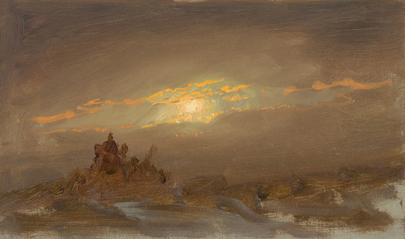Winter Landscape At Moonlight Wall Art by Frederic Edwin Church - High-Resolution Digital Print