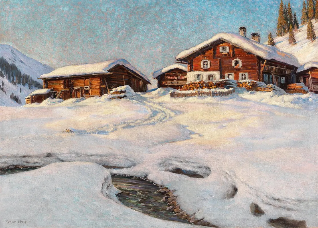 Winter Landscape Near Davos Wall Art by Franz Holper - High-Resolution Digital Print