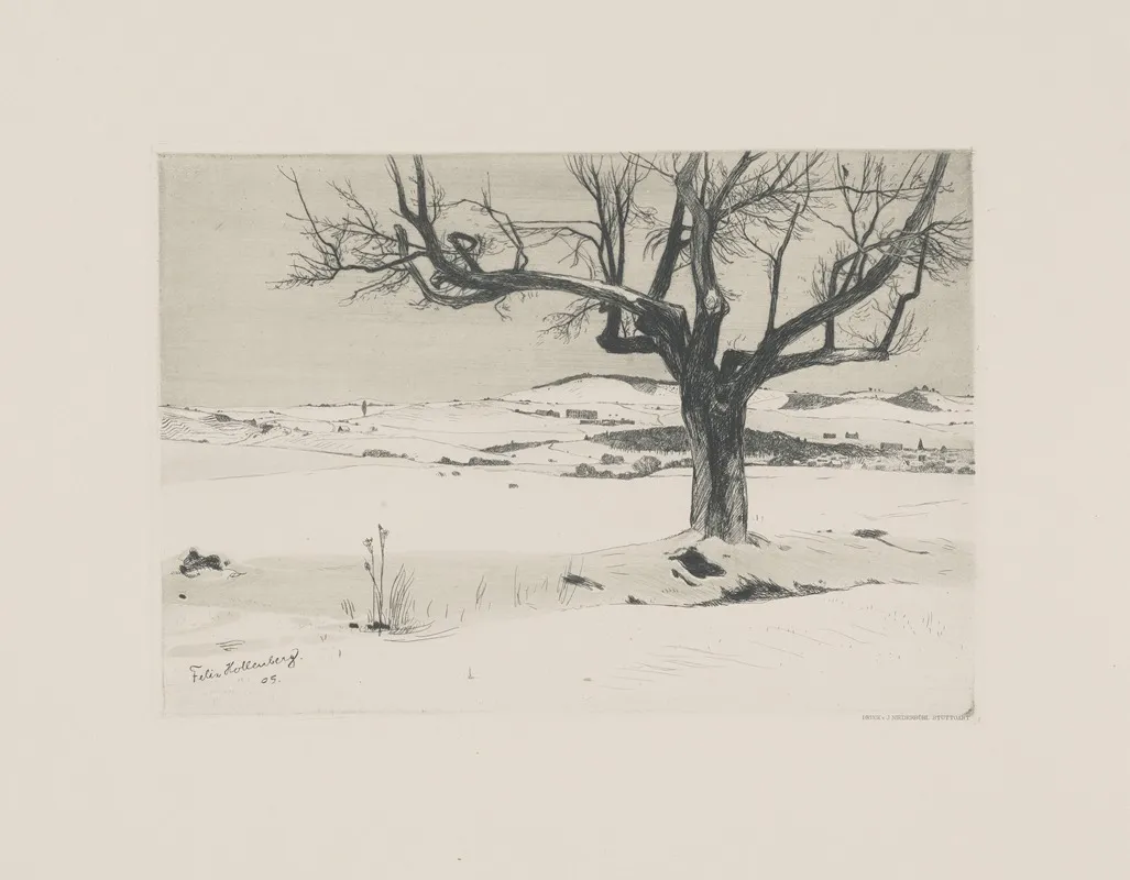 Winter Landscape With A Tree Wall Art by Felix Hollenberg - High-Resolution Digital Print