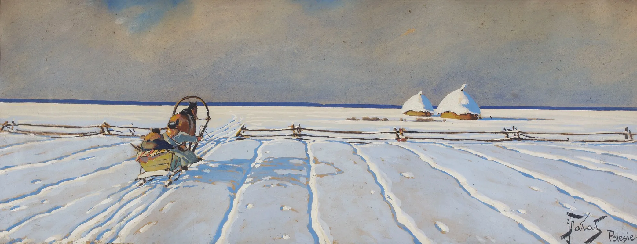 Winter Landscape With Sleigh Wall Art by Julian Falat - High-Resolution Digital Print